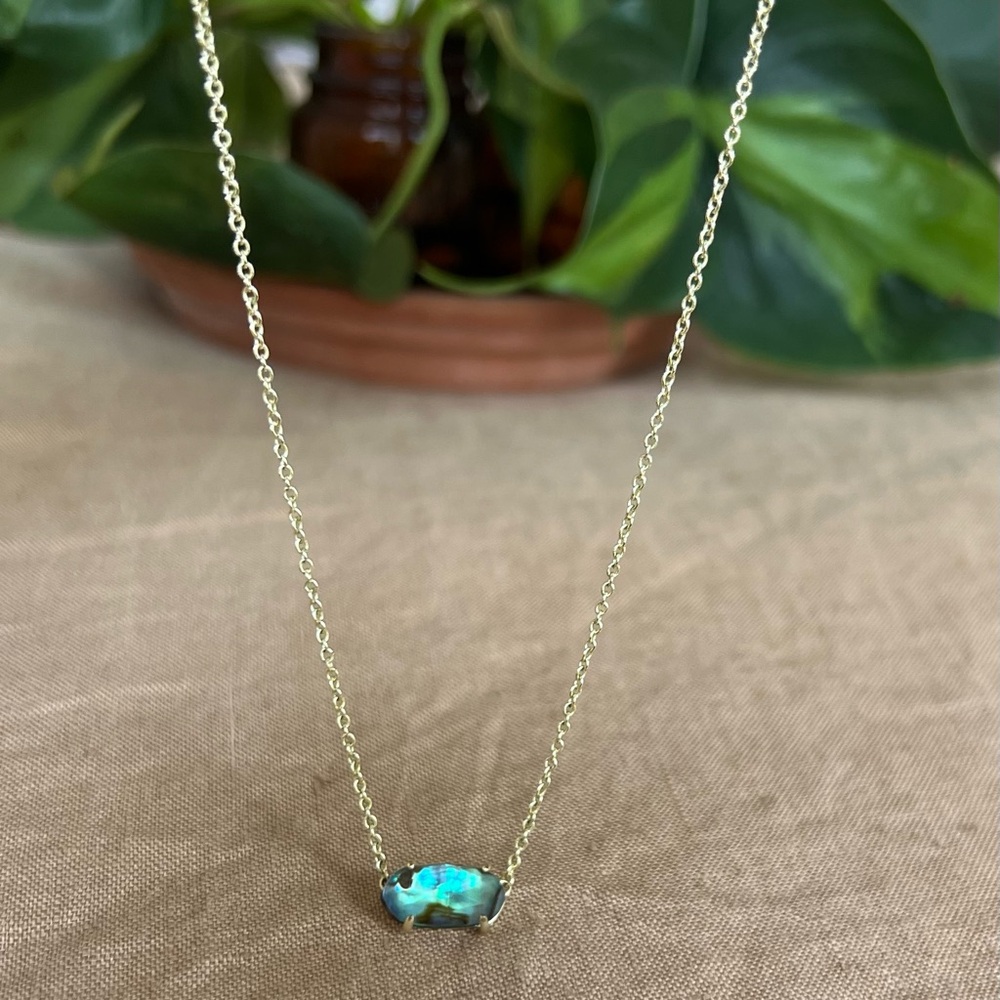 KENDRA SCOTT - Abalone Green Blue Shell Gold Necklace